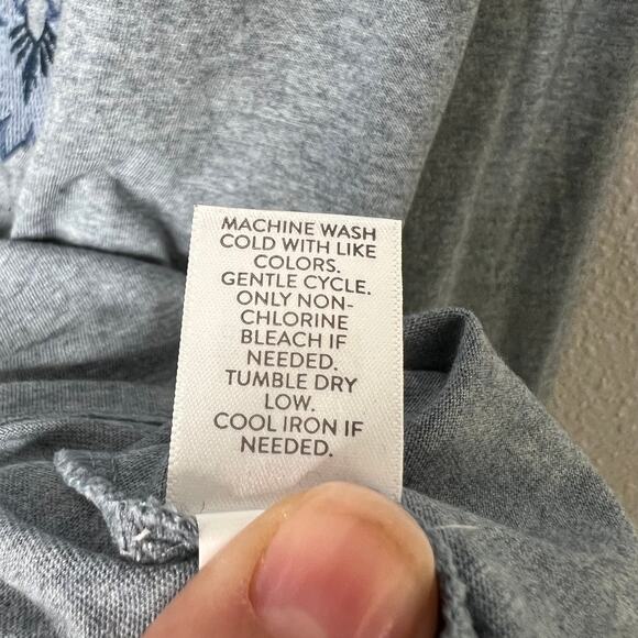 Pure Jill Floral Embroidered V-Neck Tunic Top Gray Pullover Long Sleeve Sz M - Picture 5 of 6